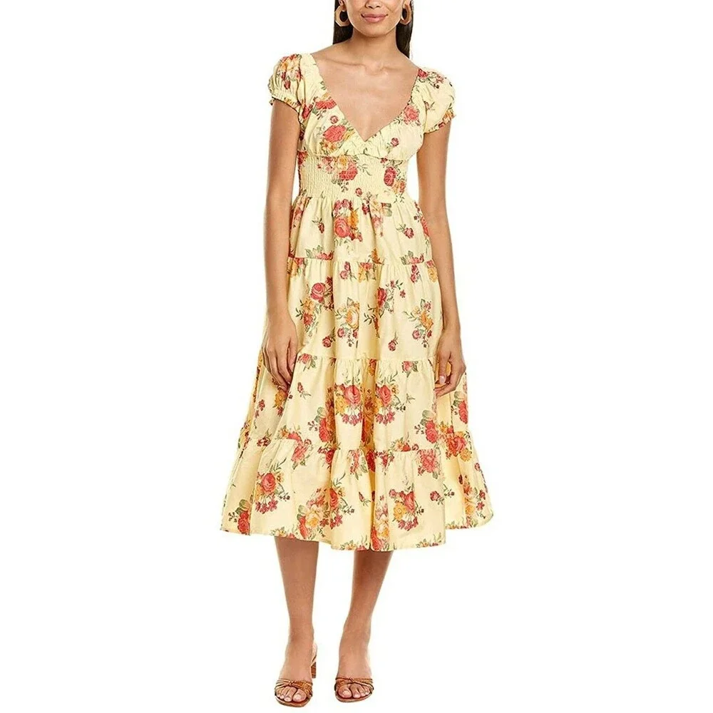 Danielle Bernstein Floral Poplin Tiered Dress
